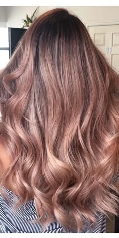 Brown And Rose Gold Hair Balayage, Rose Gold Pink Balayage, Brown And Rose Gold Balayage, Spring Light Brown Hair Color, Rose Brown Hair Balayage, Rose Gold Brown Balayage, Rose Brown Balayage Brunettes, Rose Brown Hair Color Balayage, Dusty Rose Blonde Hair