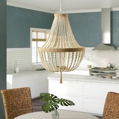 Heald 4-Light Beads White/Brown Finish Dimmable Pendant Light Fixtures