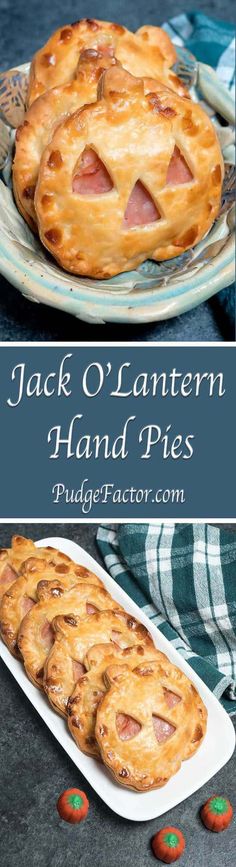 jack o lanternerm hand pies on a plate