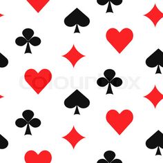 playing cards with hearts and spades in black and red colors on a white background