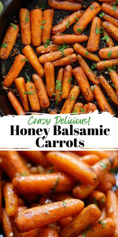 Honey Balsamic Carrots - oven-roasted carrots with honey balsamic glaze. The easiest and best balsamic carrots recipe ever!