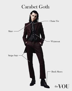 piece. Goth Halloween Costume Ideas Men, Gothabilly Fashion Men, Cabaret Goth Fashion, Male Fishnets, Cabaret Goth Outfit, Cabaret Goth Aesthetic, Marilyn Manson Outfits, Gothic Clothes Male, Goth Fashion Male