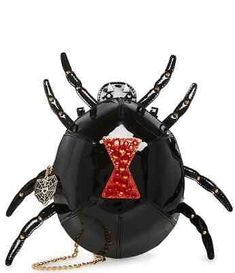 Find ideas๏ฟฝand inspiration for Betsey Johnson Kitsch Creepy Crawly Spider Crossbody Bag Black BJ33495F New, bags Gothic Bags, Handbags Unique, Widow Spider, Black Widow Spider, Pandora's Box, Betsey Johnson Handbags, Unique Purses, Crossbody Bag Black, Puffed Heart