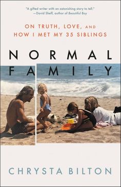 the book cover for normal family by chrysa blitton, with two pictures of people sitting on the beach