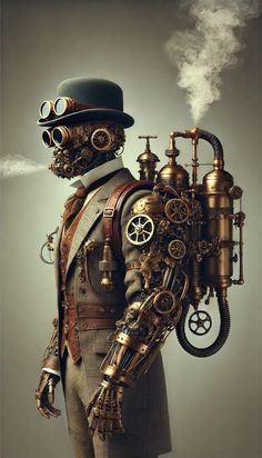 Steampunk Device, Steam Punk Robot, Steampunk Art Characters, Steampunk Inventor, Steampunk Machines, Steampunk Printables, Animation Blender, Punk Genres, Steampunk Robot