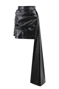 Crossed draped front leather skirt with a one long side.Length: 44cm - Side Tail: 107cm Leather Long Skirt, Long Leather Skirt, Skirt Draping, Jacket Design, Long Skirt, Pretty Outfits, Leather Skirt, Trendy Outfits, Black Leather