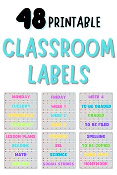 Organize your classroom and make it cute! Download now to get 48 custom classroom labels for all your organization needs. Print and label filing cabinets, drawers, desks, bins, and more! Classroom Labels Printables, Phonics Lesson Plans, Writing Homework, Phonics Lessons, Cabinets Drawers, Filing Cabinets