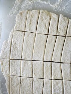 the dough has been cut into squares and is ready to be baked