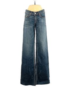 Rag & Bone/JEAN Jeans Size: 26 Blue Bottoms - used. 98% Cotton, 2% Polyurethane, Whiskering, Dark Wash, Solid, Regular, Low Rise | Rag & Bone/JEAN Jeans - Low Rise: Blue Bottoms - Size 26 Y2k Low Rise Jeans, Jeans Low, Jeans For Sale, Jean Outfits, Rag & Bone, Wide Leg Jeans