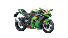 a green and black motorcycle is shown on a white background with the words kawasaki written below it