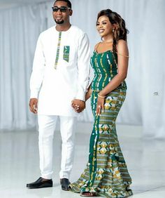 Kitenge Designs For Couples, Kitenge For Couples, Ghana Couple Outfit, South African Traditional Wedding Attire For Couples, Model Couple Africain, Traditional Outfits African