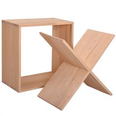 two wooden boxes with one open and the other closed