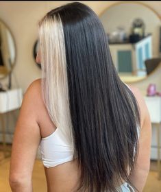 Black And Blonde Hair Straight, Striped Bleached Hair, Bleached Front Strands, Beautiful Long Hair, Baddie Hairstyles, Bangs, Dye, Hair Color, Hair Cuts