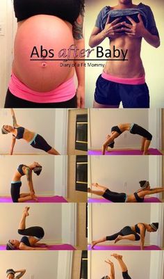 the pregnant woman is doing yoga poses for her baby