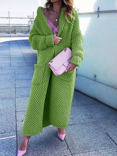 Shawl Collar Long Knitted Plus Size Cardigan Outerwear Tricotin Long, Women Long Cardigan, Straight Clothes, Long Knit Cardigan, Plus Size Cardigans, Mini Robes, Cardigan Long, Long Knit, Collar Sweater