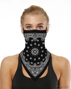 Lasaky - Imprimer Respirant Ear Loop Face Cover Windproof Motocycling Dust Outdoors Face Bandana, Motorcycle Mask, Tube Scarf, Triangle Scarf, Scarf Headband, Neck Gaiters, Scarf Men, Neck Gaiter, Trend Fashion