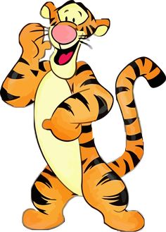 a cartoon tiger with its mouth open and tongue out