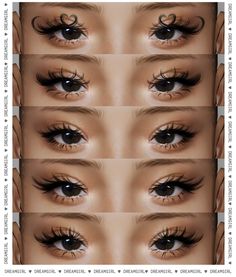 different views of the eyes and lashes of a woman