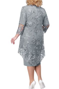 Mother Of The Bride Dress Elegant Plus Size Sheath Knee Length With Lace Jacket Evening Midi Dress, Elegant Casual Dress, Midi Dress Elegant, 파티 드레스, Vestido Plus Size, Embroidered Midi Dress, فستان سهرة, Uk Clothing, Women's Evening Dresses