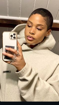 Buzz Cut Black Women 4c Hair, Brown Eyebrows Black Women, Buzzed Hair Women Black, Brown Buzzcut Women, Bleached Buzzcut Black Women, Brown Buzzcut, Light Brown Eyebrows Black Women, Bald Fade Women, Buzzed Black Hair Women