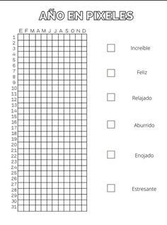 a printable graph with the words and numbers on it, which are in spanish