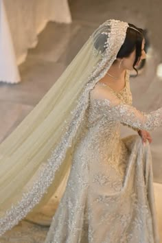 a woman in a wedding dress with a veil