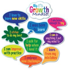 speech bubbles with words that say growth minds