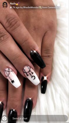 Angel Wing Nail Art Design, Punk Nail Designs, Moon Nail Designs, Nail Inspo Nail Art, Nail Nail Designs, Acrylic Nails Ideas, Summer Nail Polish, Witchy Nails, Art Designs Ideas