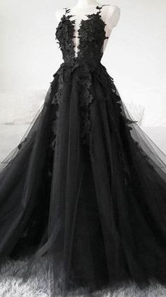 Tulle Prom Dress A Line, Black Wedding Gowns, Lace Prom Dresses, Formal Prom Dresses Long, Tulle Party Dress, Black Prom Dress, Long Prom Dresses, Fantasy Gowns