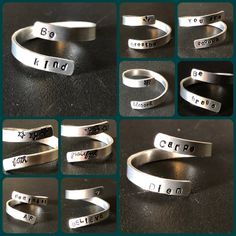 Hand-stamped rings to strengthen the spirit & inspire the heart. Stamp Rings, Hand Stamped Ring, Stamped Ring, Stamped Rings, Diy Stamp, Hand Stamped Jewelry, Stamped Jewelry, Ring Ideas, Metal Stamping