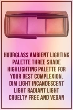 Hourglass Ambient Lighting Palette. Three-Shade Highlighting Palette for Your Best Complexion. (Dim light -Incandescent Light -Radiant Light). Cruelty-Free and Vegan