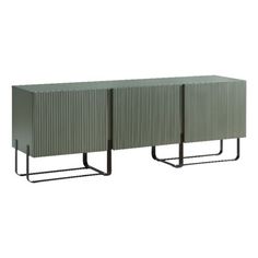 the sideboard is made from metal and has two sections that are connected to each other