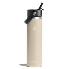 the hydro flask water bottle has a black lid