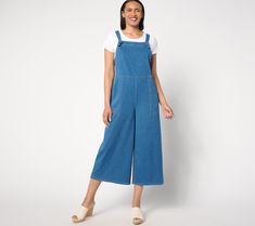 From the fam to the yard to shopping, your to-do list may be robust today. But in this playful and practical tee and overalls combo, squeezing in a coffee with your bestie or lunch with a cute date requires no change of wardrobe. Prime Stretch 2 DenimTM looks like true woven denim but (surprise!) it's a comfy knit. From Women with Control®. Cotton Overalls For Everyday Wear In Spring, Spring Cotton Overalls For Everyday, Spring Everyday Cotton Overalls, Relaxed Fit Cotton Denim Jumpsuit For Everyday, Casual Summer Overalls For Everyday, Medium Wash Summer Overalls For Everyday, Everyday Summer Medium Wash Overalls, Trendy Cotton Overalls For Everyday, Summer Everyday Medium Wash Overalls