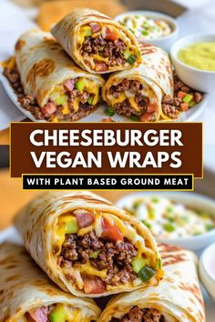 cheeseburger vegan wraps with plant based ground meat are the perfect appetizer