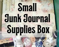 small junk journal supplies box filled with buttons