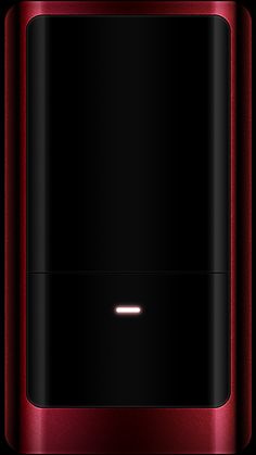 the back side of a red cell phone with black screen and light reflection on it