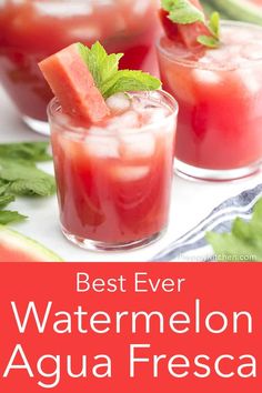 watermelon agua freso with mint garnish