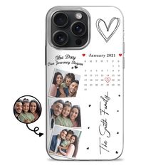 an iphone case with two photos and the date on it