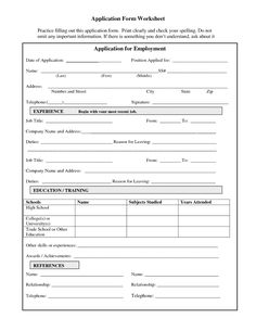 application form for employment in the workplace