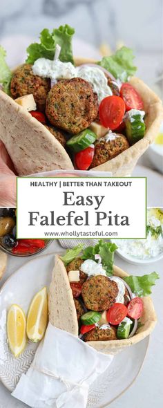 falafel pita with tomatoes and lettuce on top