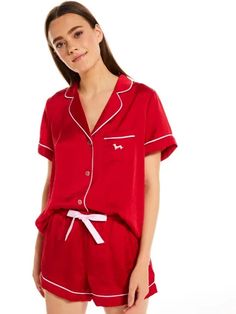 $120 Peter Alexander Pajamas Silk Red, Peter Alexandra Pjs, Red Silk Pjs, Chic Pjs, Red Pjs, Cute Pijamas