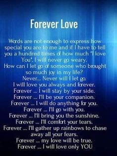 a poem written in blue with the words forever love