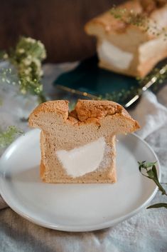 a piece of bread that is on a plate