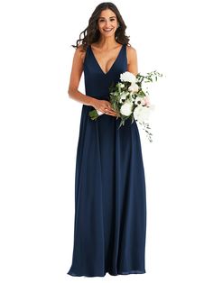 Deep V-Neck Chiffon Maxi Bridesmaid Dress | The Dessy Group Chic V-neck Prom Gown, Chic Flowy V-neck Evening Dress, Chiffon V-neck Gown For Gala, Chiffon V-neck Maxi Dress For Prom, Elegant Flowy V-neck Gown, Flowy V-neck Dresses For Gala, Blue V-neck Maxi Dress For Prom, Chic Blue V-neck Gown, Elegant Blue Sleeveless V-neck Dress