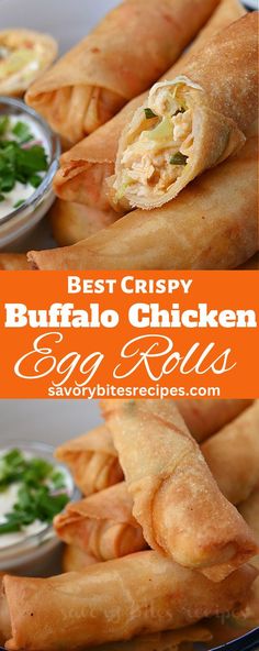 the best crispy buffalo chicken egg rolls