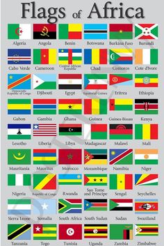 the flags of africa are shown in this poster