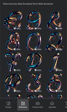 an image of some type of font that is very colorful and shiny, it looks like the