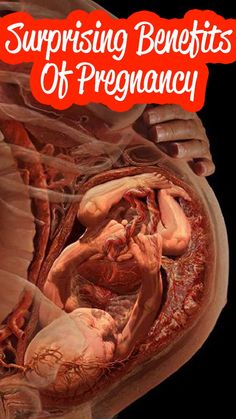 an image of the stomach with text saying surprising benefits of pregancy on it