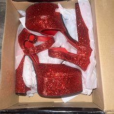 Got For Halloween Last Year But Didn’t End Up Wearing Them! Size 8 Red Fashion Nova Heels! Party Heels With Red Sole And Round Toe, Red Closed Toe Heels For Party, Halloween Party Platform Heels, Halloween Platform Heels With Pointed Toe, Red Heels For Night Out And Party Season, Red Heels For Party Season Night Out, Red Platform Heels For Evening, Closed Toe Heels For Halloween Party, Red Pointed Toe Heels For Christmas